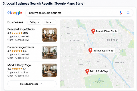 SEO Services for Small Businesses: How to Get More Customers Online Local business search results on Google Maps using local SEO strategies